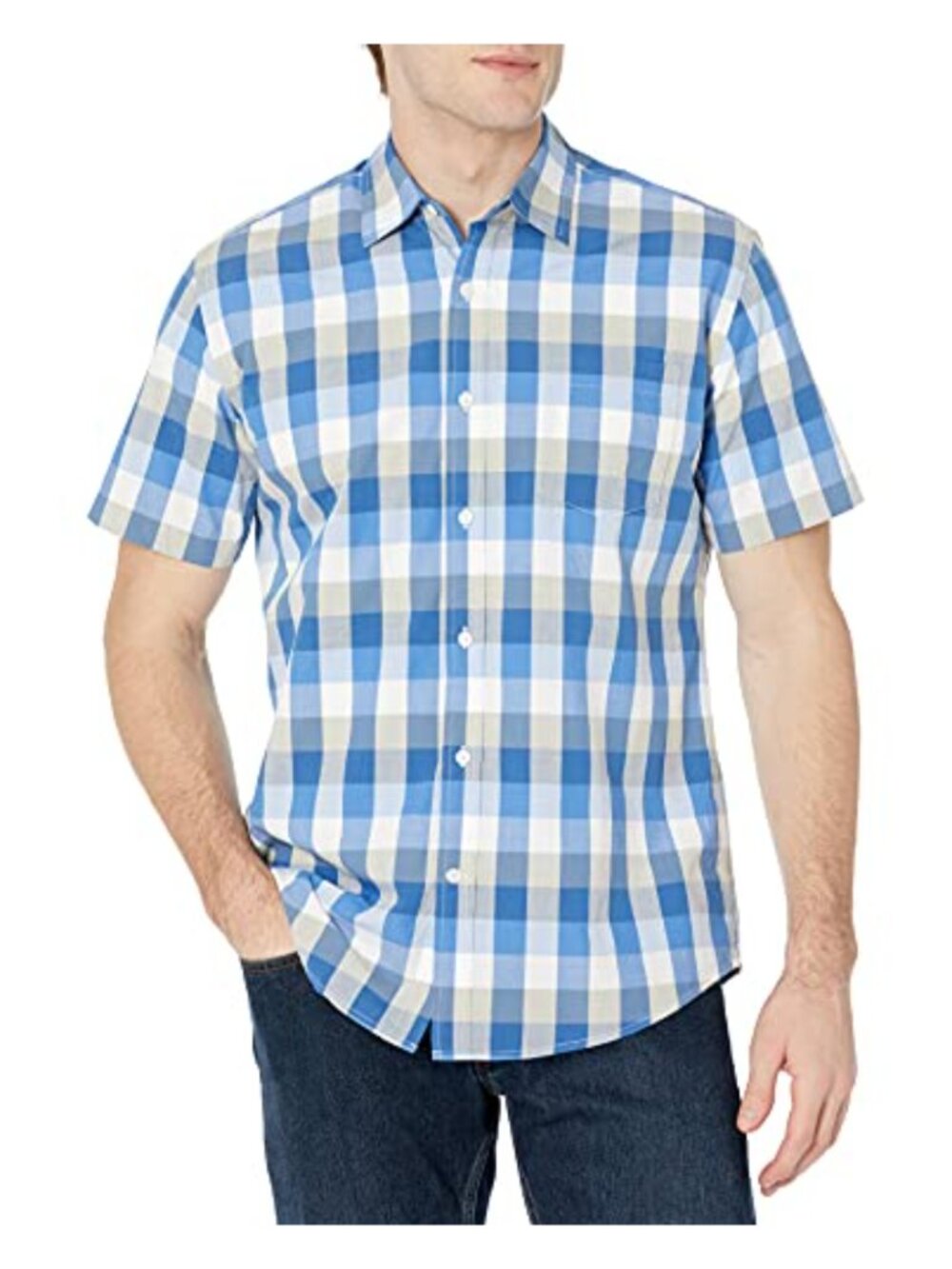 Men's Regular-Fit Short-Sleeve Washed Poplin Button-Down Shirt